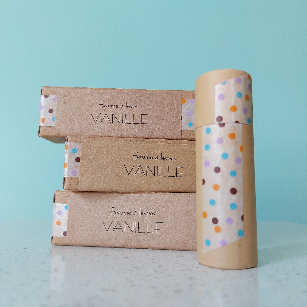 Baume à lèvres bio Vanille en tube en carton éco-responsable