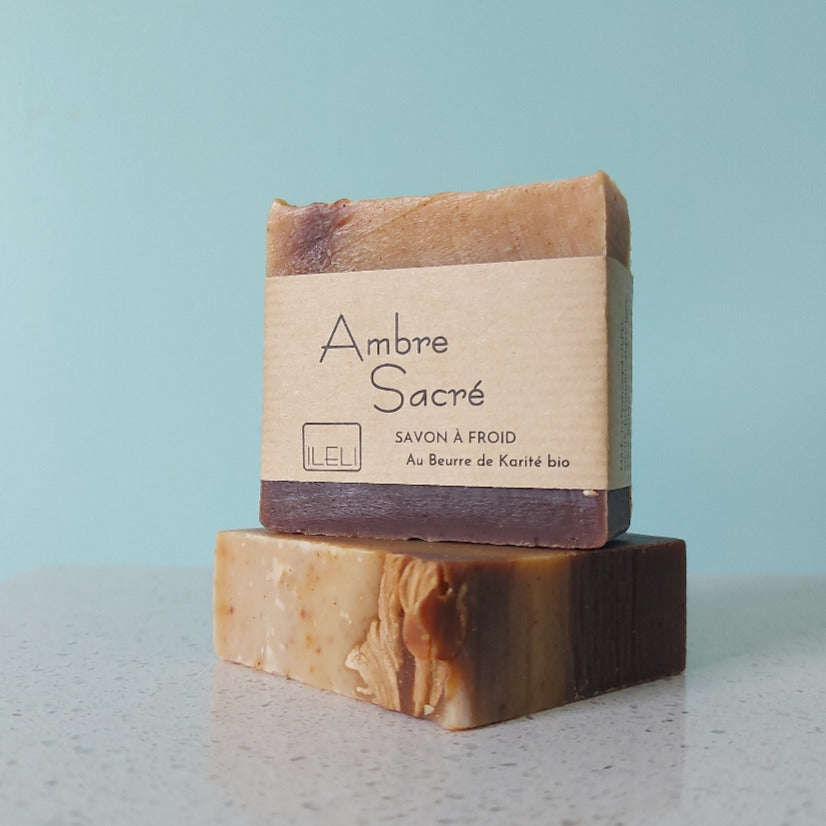 Savon en tons de marron au parfum d'ambre sacré, oriental - ILELI