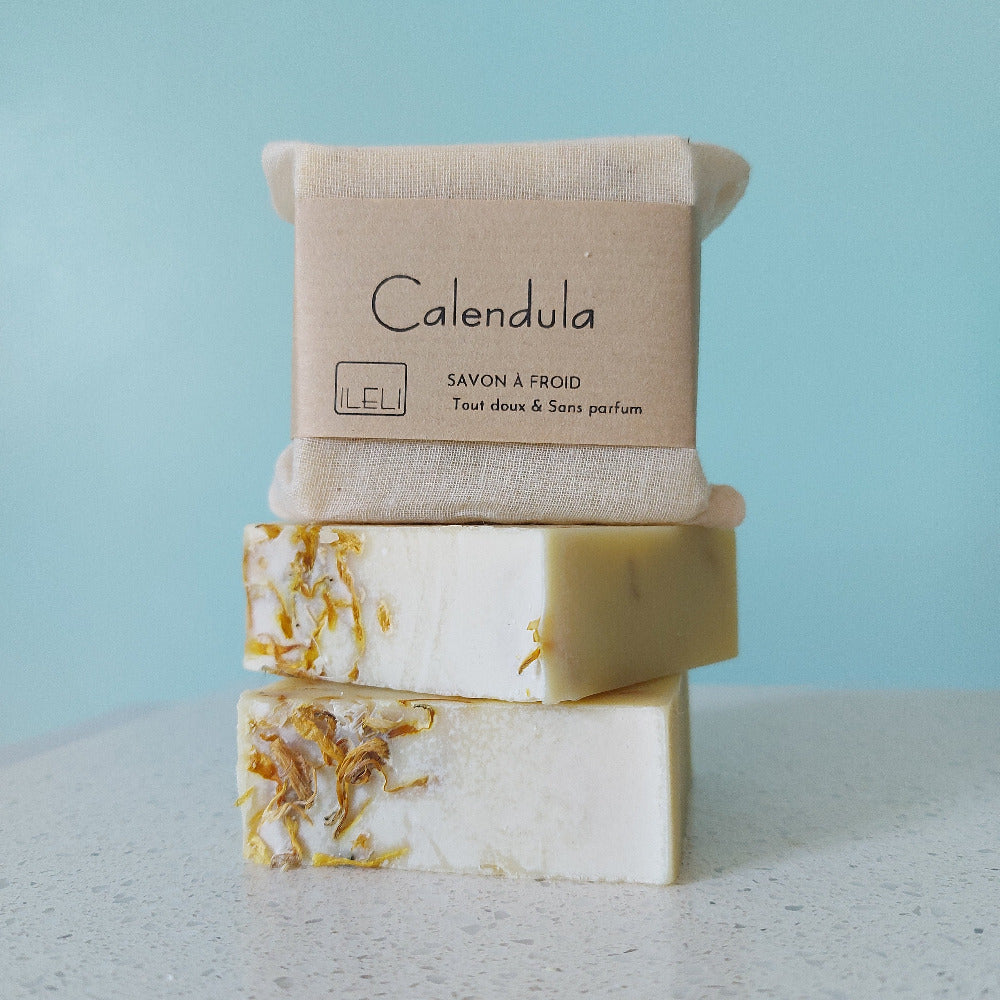 Savon Calendula, peau sensible, eczema, sèche, hyer doux - ILELI