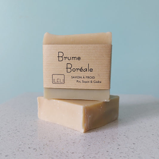 Savon artisanal Pin, Sapin, Cèdre, fôret nordique, peau sèche ILELI