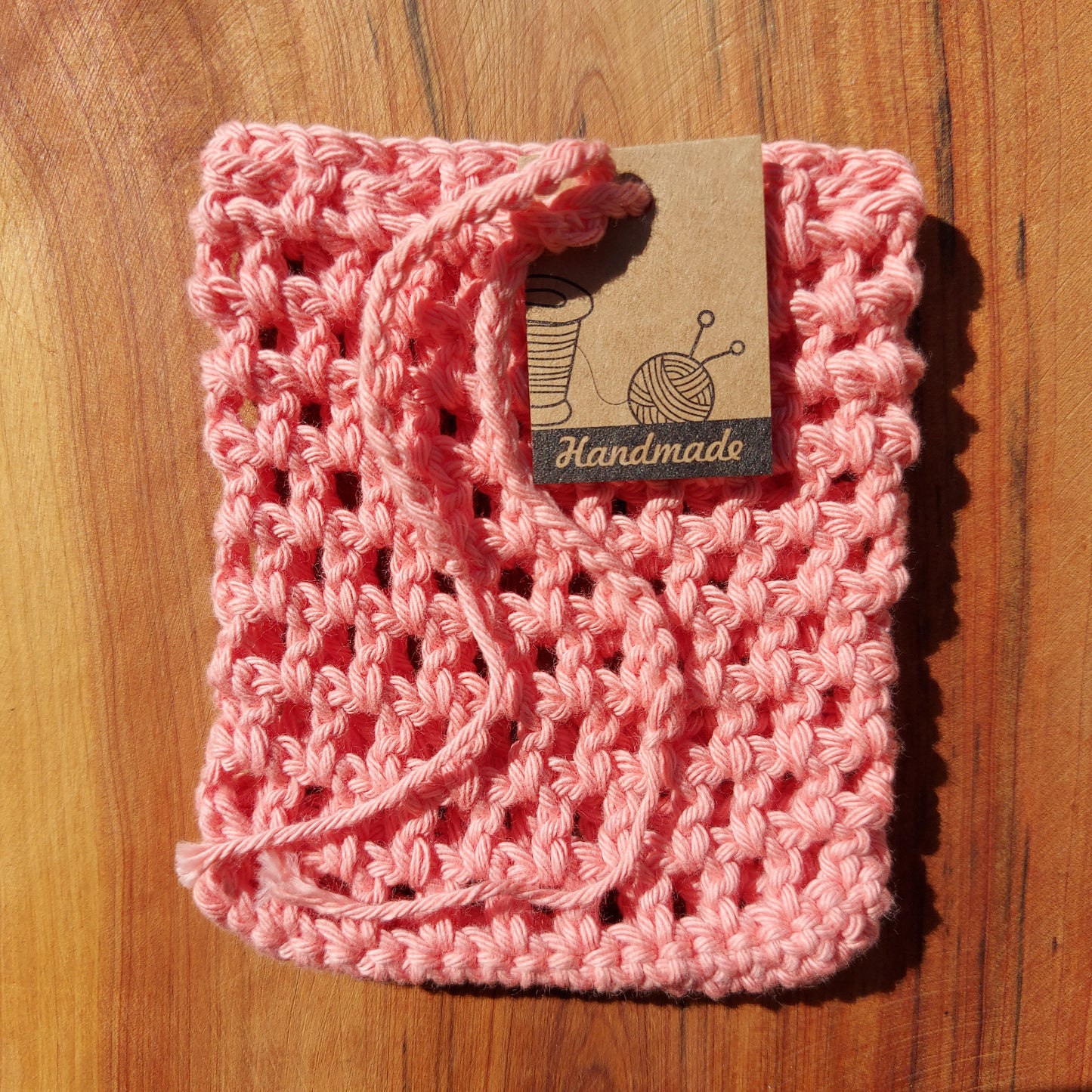 Sac à savon solide original, soap pouch, Pochette pour Savon en coton bio, fait main en France, coloris pêche, 